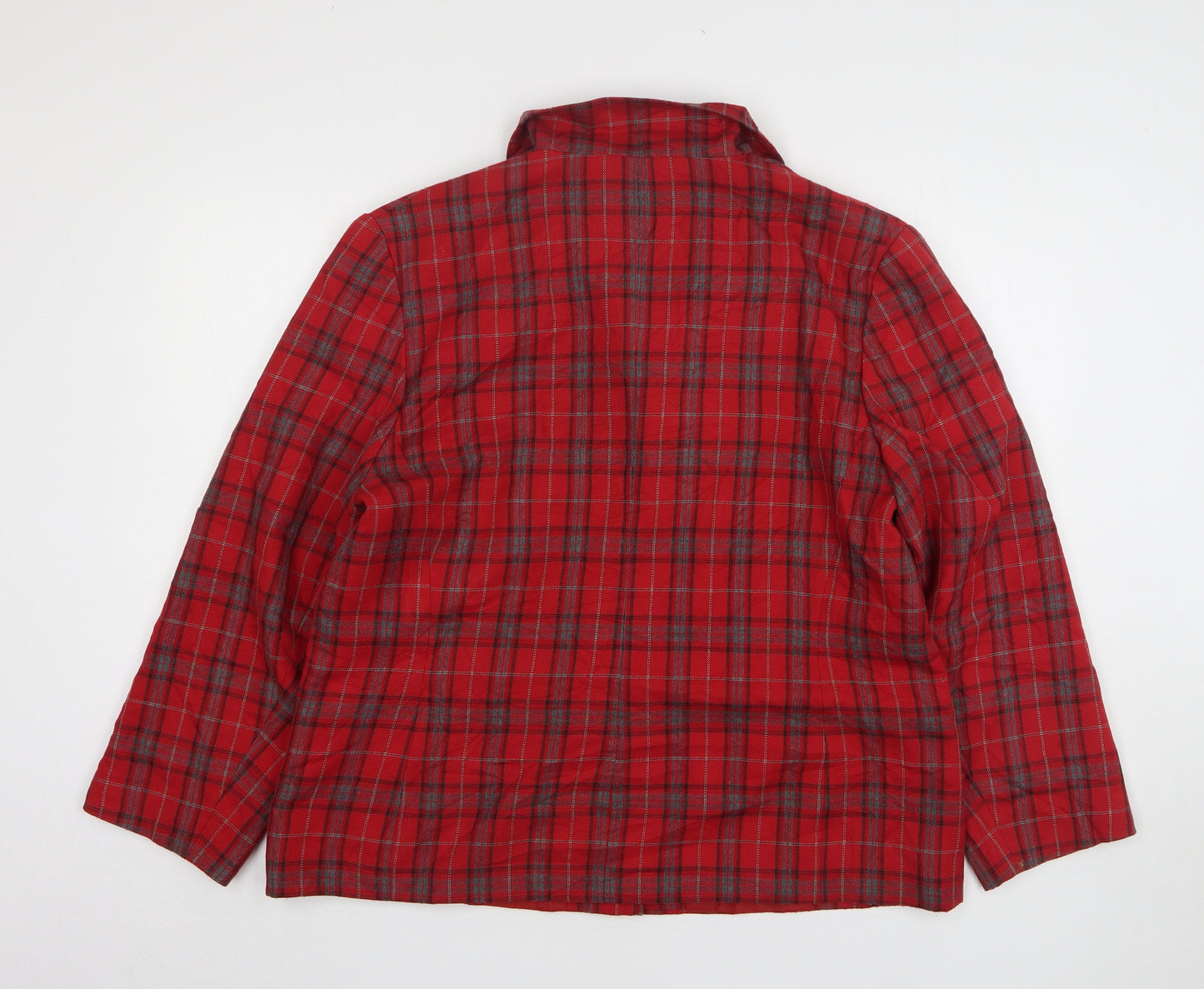 Mackays Womens Red Plaid Polyester Jacket Suit Jacket Size 20