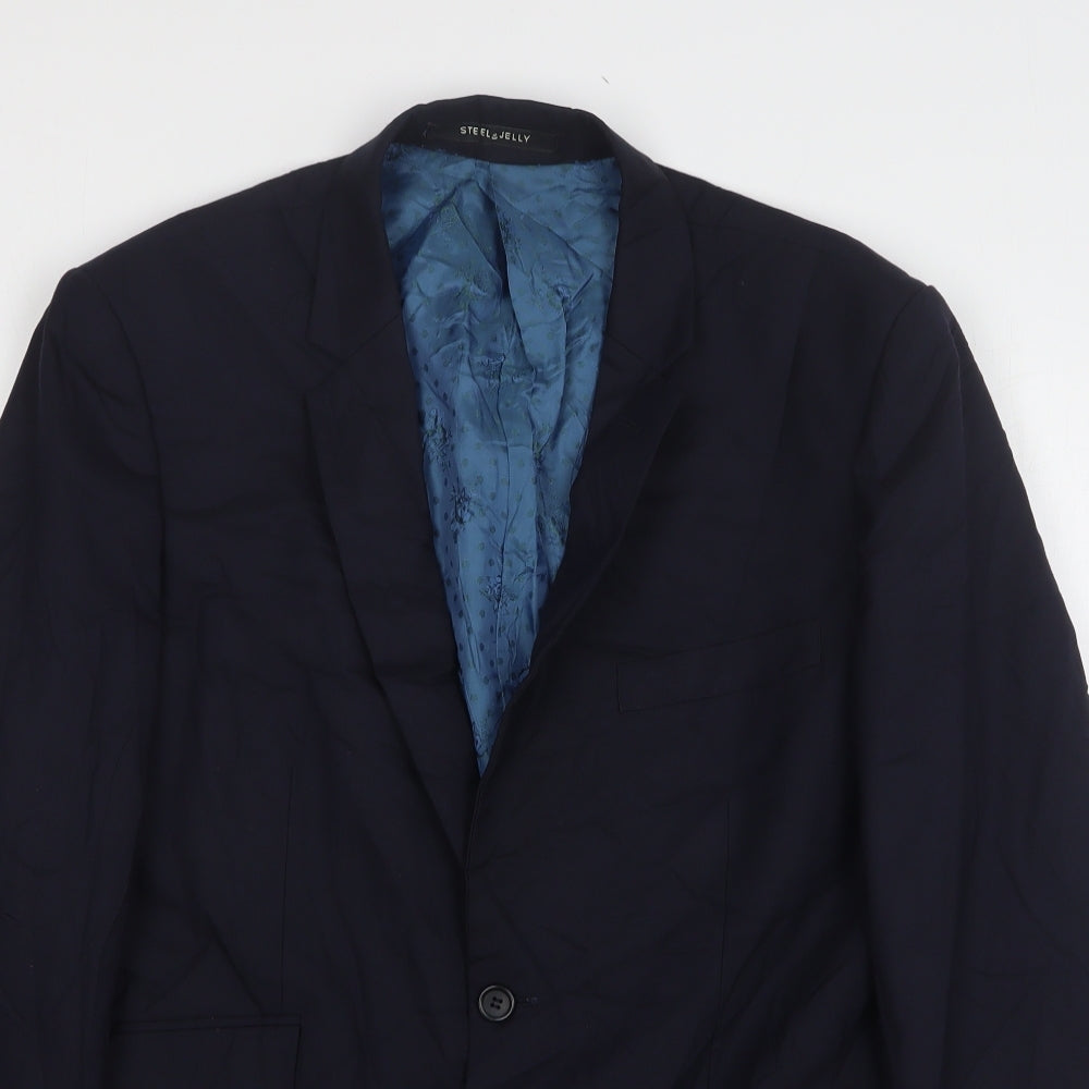 Steel & Jelly Mens Blue Wool Jacket Suit Jacket Size 40