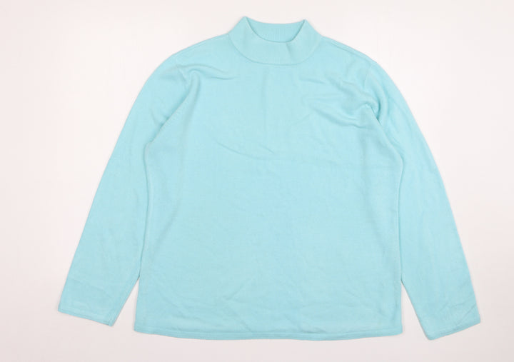 Bonmarché Womens Blue High Neck Acrylic Pullover Jumper Size L