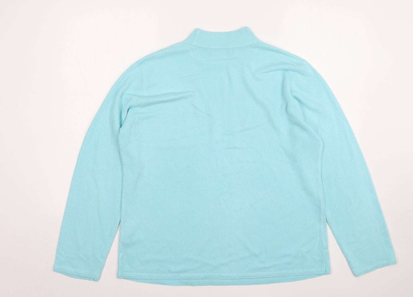 Bonmarché Womens Blue High Neck Acrylic Pullover Jumper Size L