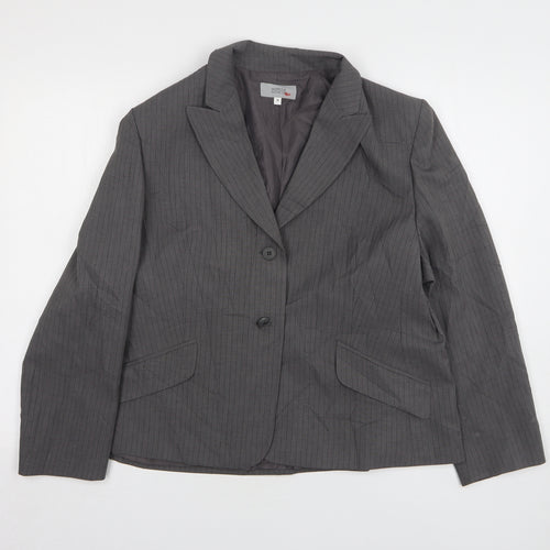 Marks and Spencer Womens Grey Striped Polyester Jacket Suit Jacket Size 18