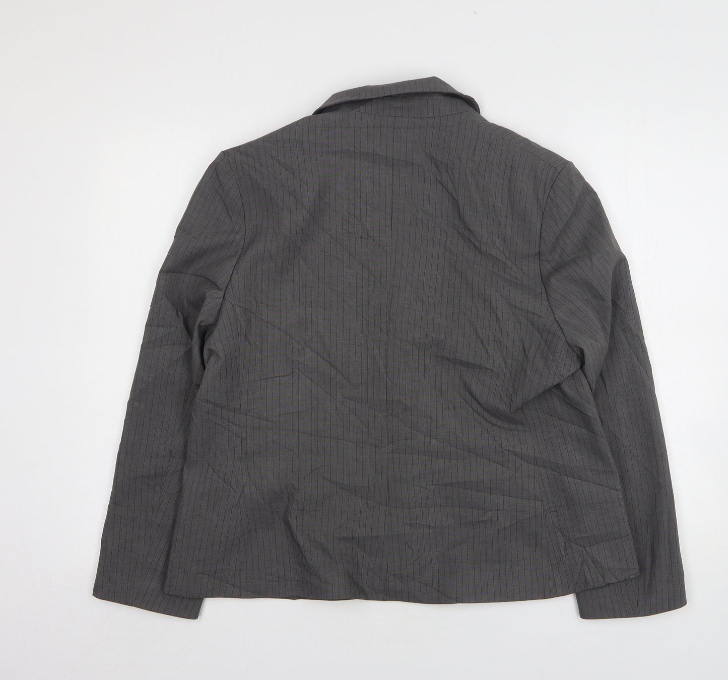 Marks and Spencer Womens Grey Striped Polyester Jacket Suit Jacket Size 18