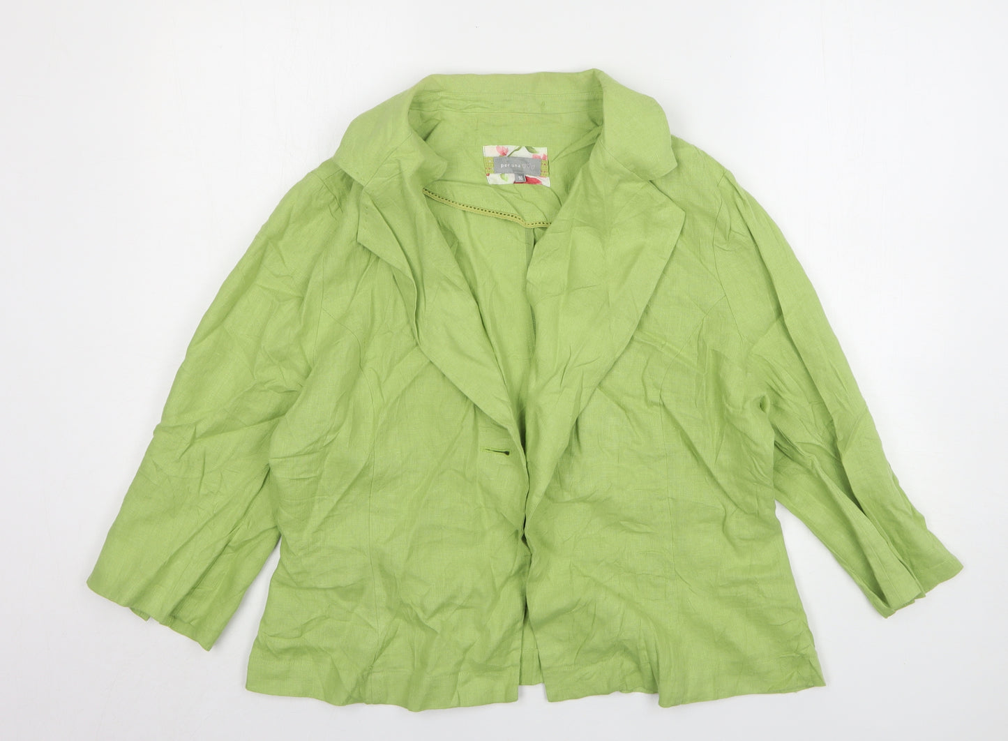 Per Una Womens Green Linen Jacket Blazer Size 16