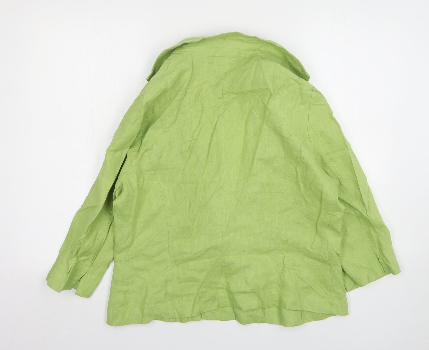 Per Una Womens Green Linen Jacket Blazer Size 16