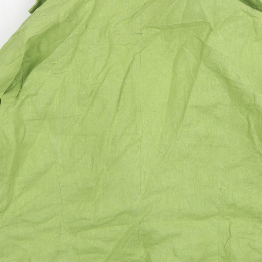 Per Una Womens Green Linen Jacket Blazer Size 16