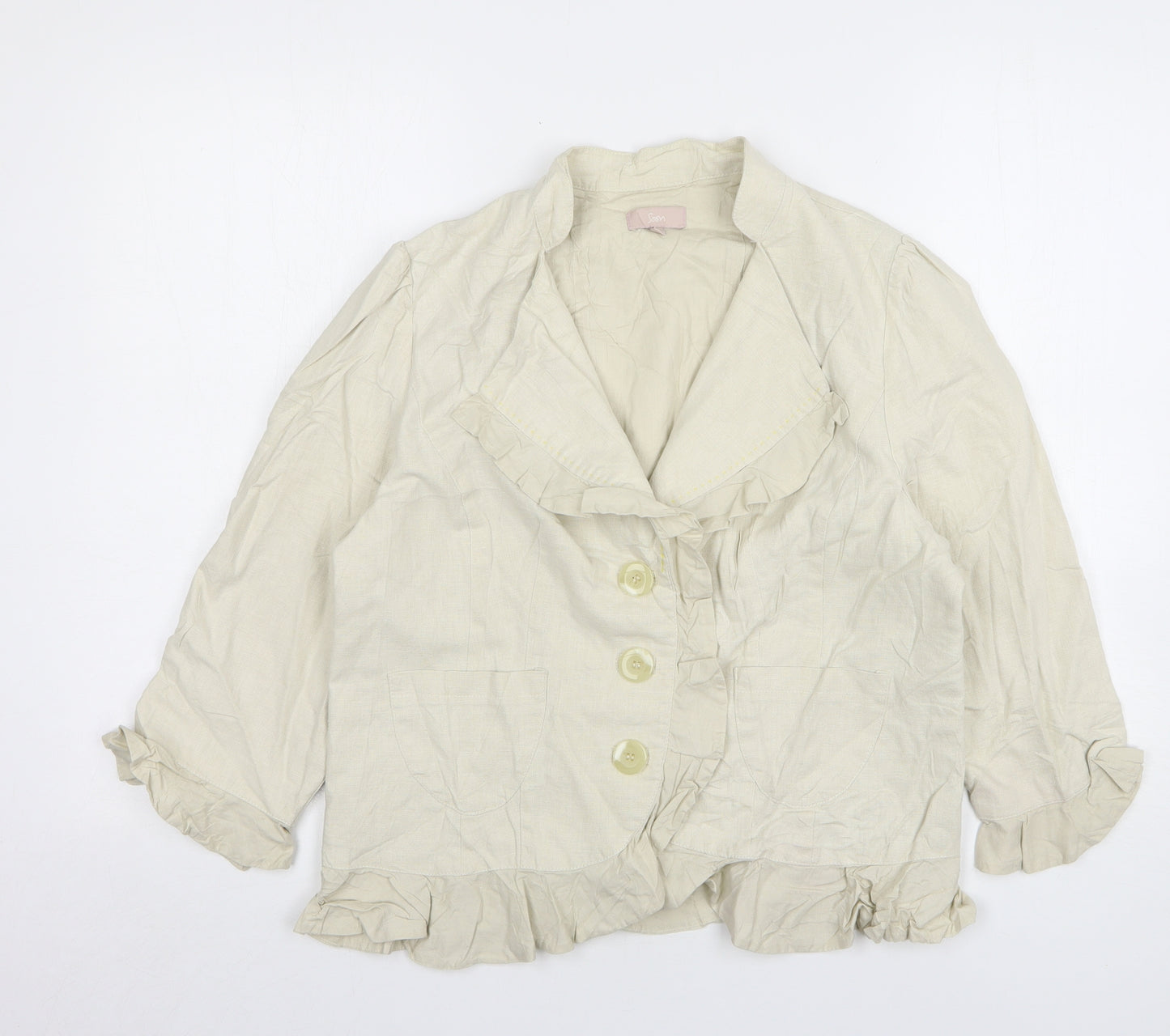 Soon Womens Beige Linen Jacket Blazer Size 16