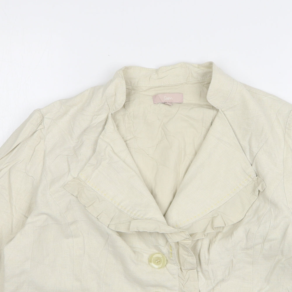 Soon Womens Beige Linen Jacket Blazer Size 16