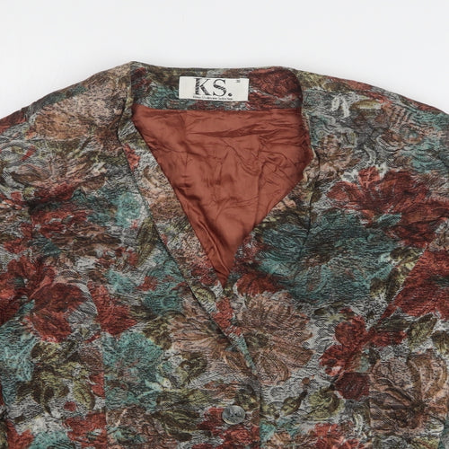 Klaus Steilman Womens Multicoloured Floral Cotton Jacket Blazer Size 10