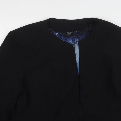 F&F Womens Black Polyester Jacket Blazer Size 16