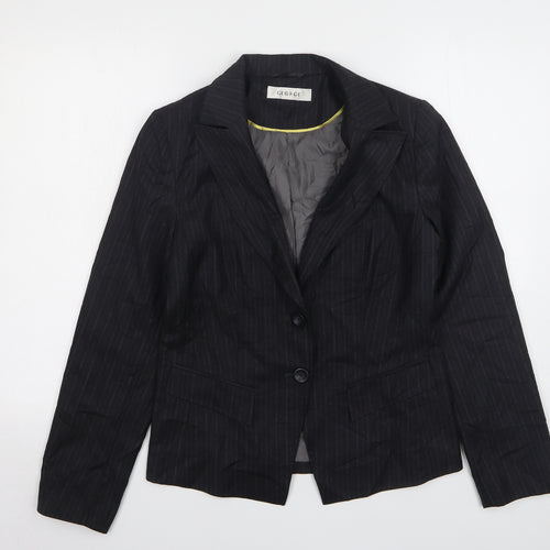 George Womens Grey Striped Polyester Jacket Suit Jacket Size 12