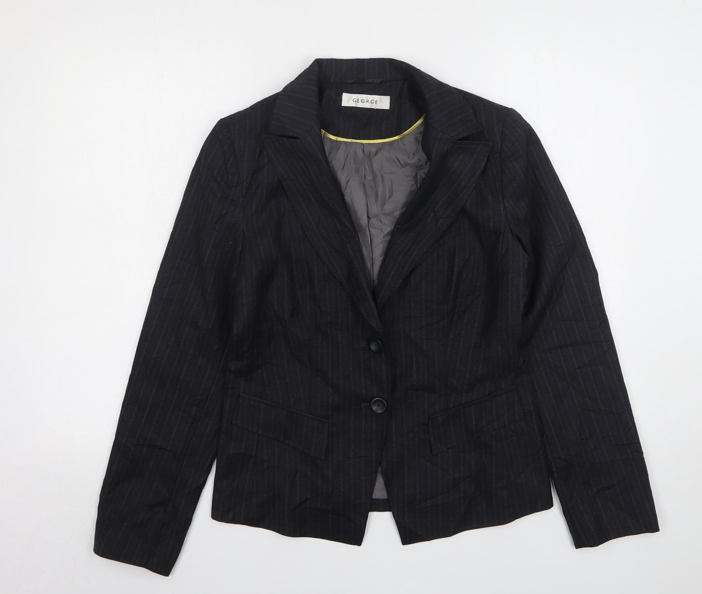 George Womens Grey Striped Polyester Jacket Suit Jacket Size 12