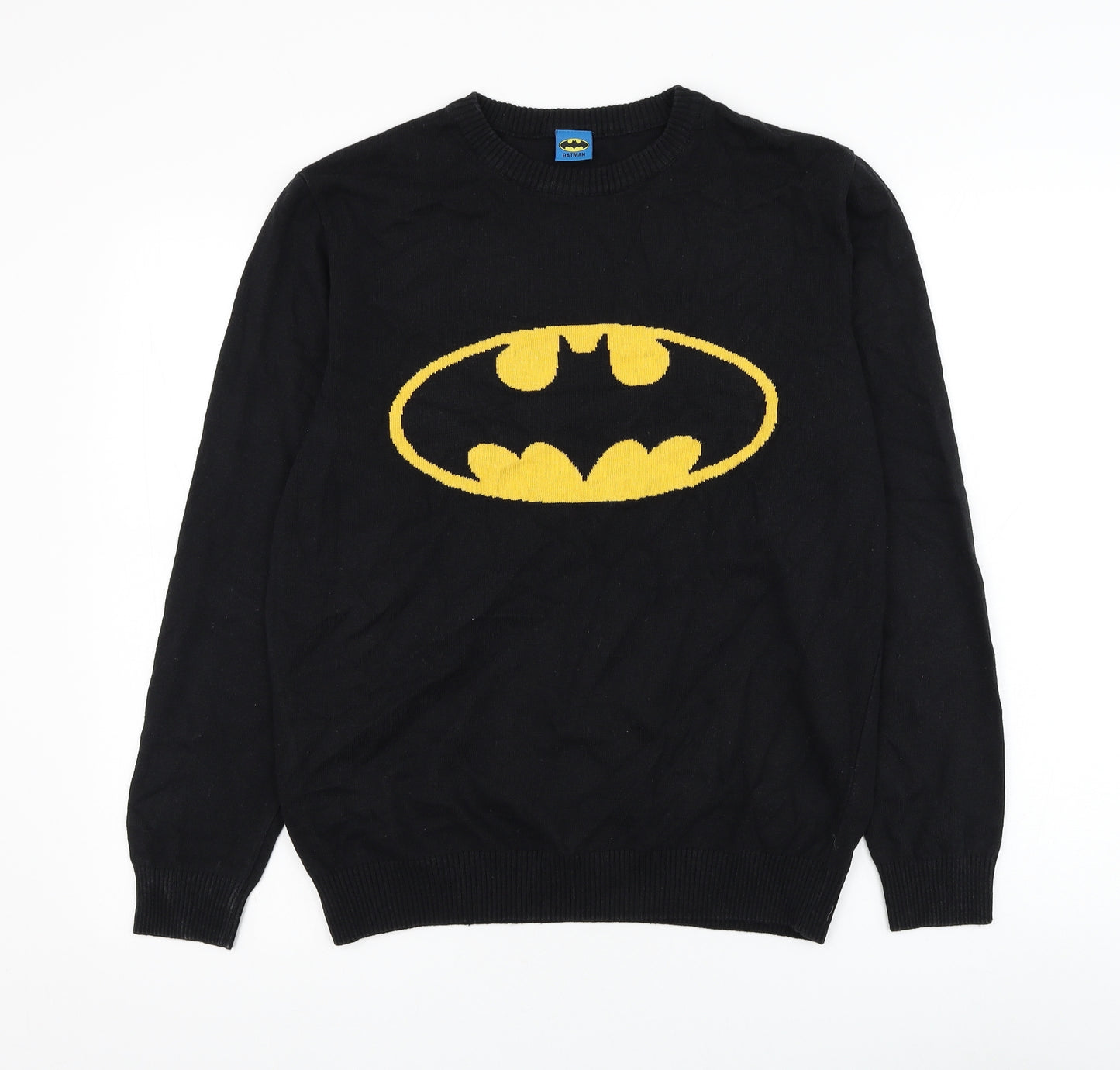 George Mens Black Round Neck Acrylic Pullover Jumper Size M - Batman