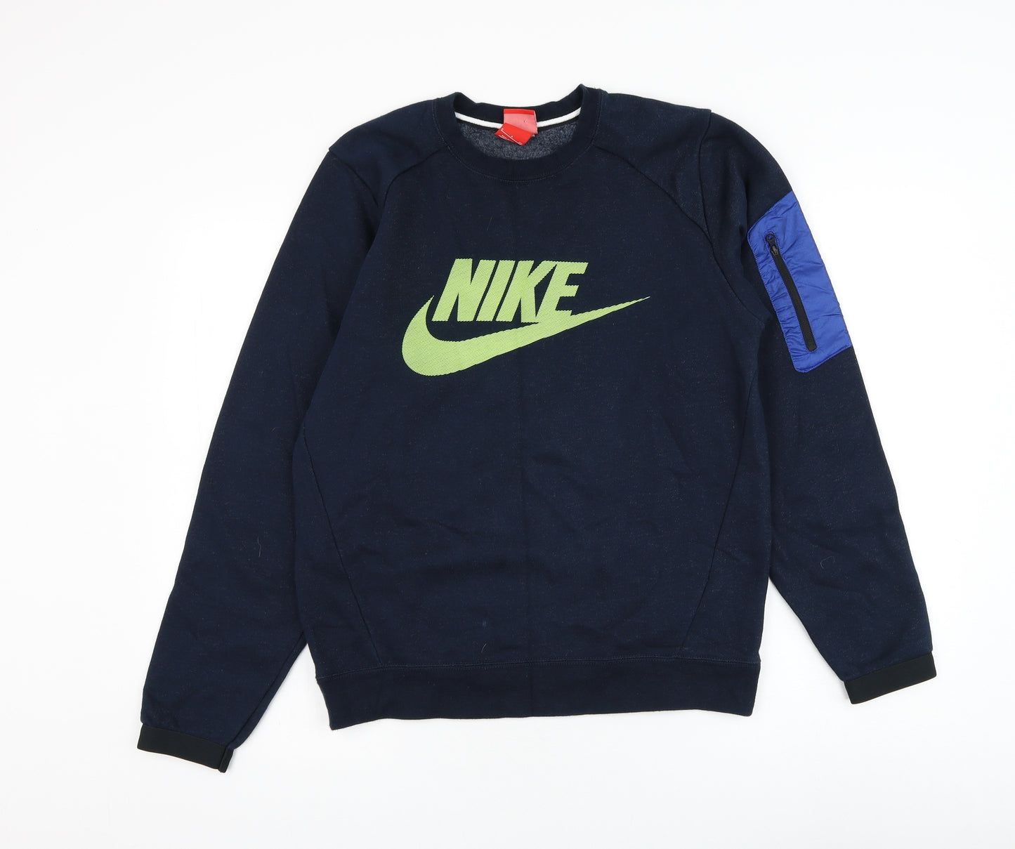 Nike Mens Blue Cotton Pullover Sweatshirt Size S