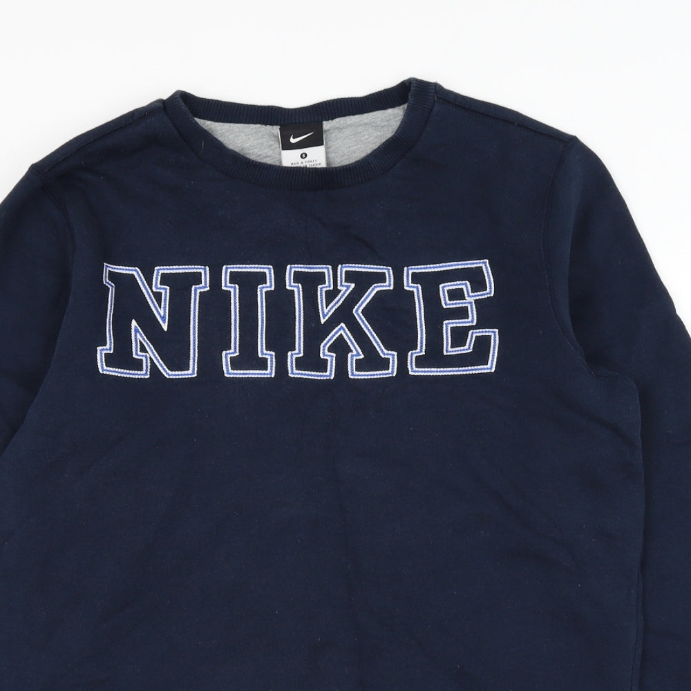 Nike Mens Blue Cotton Pullover Sweatshirt Size S