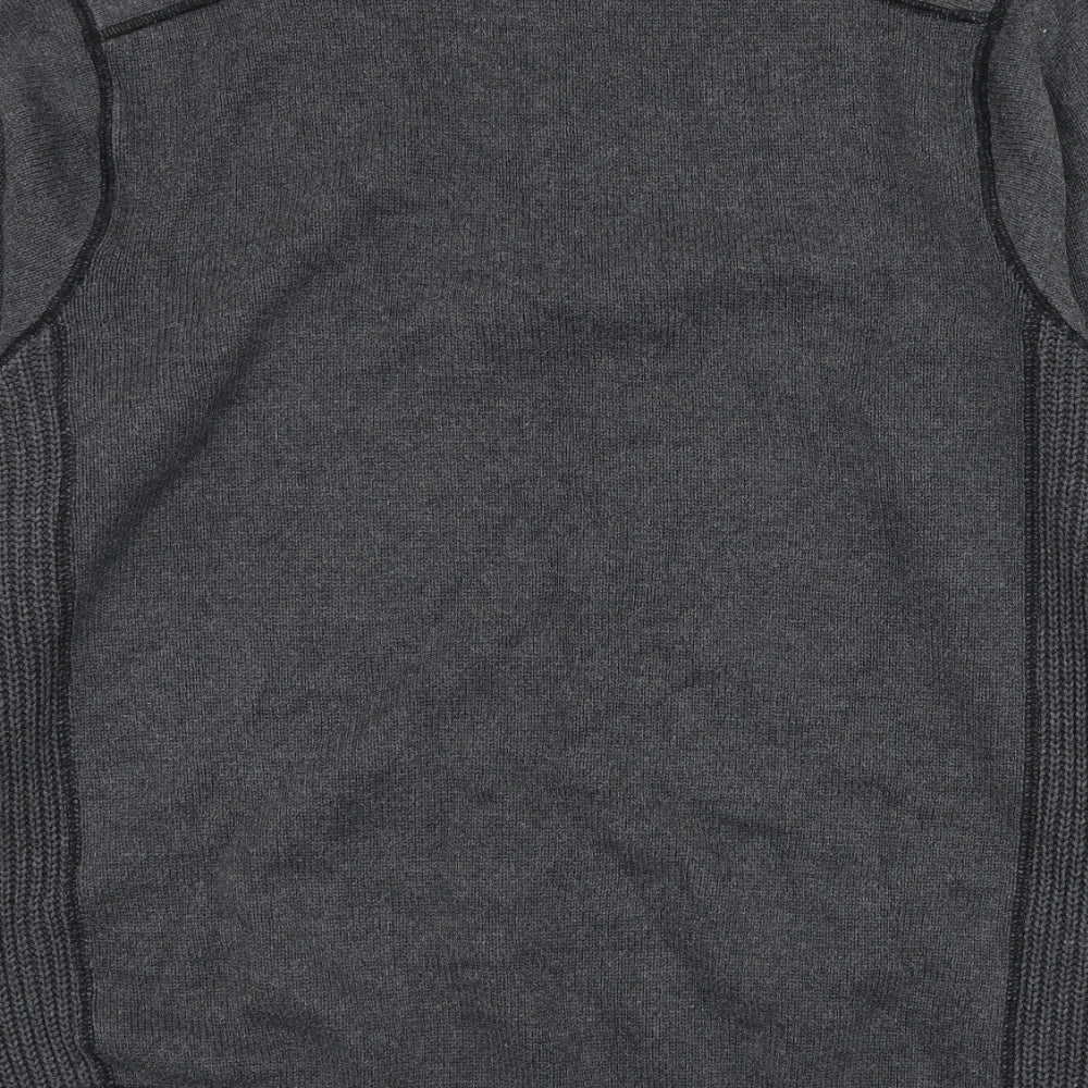 TU Mens Grey Mock Neck Cotton Henley Jumper Size L