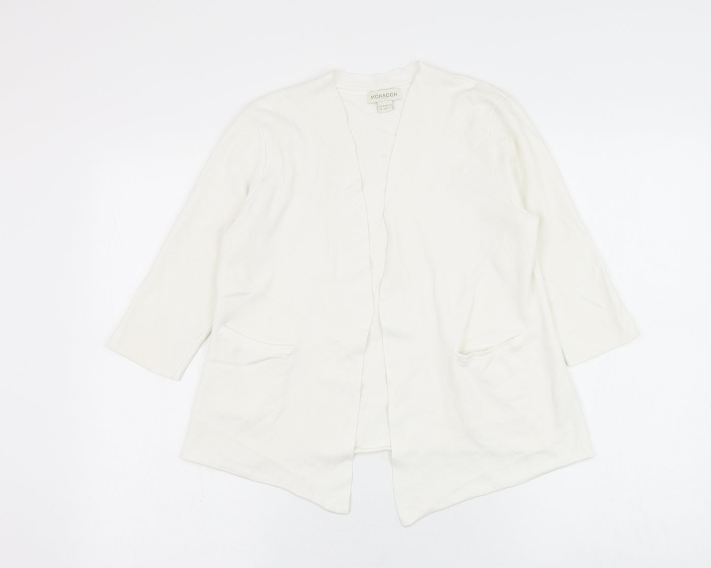 Monsoon Womens White Square Neck Viscose Cape Jumper Size 12