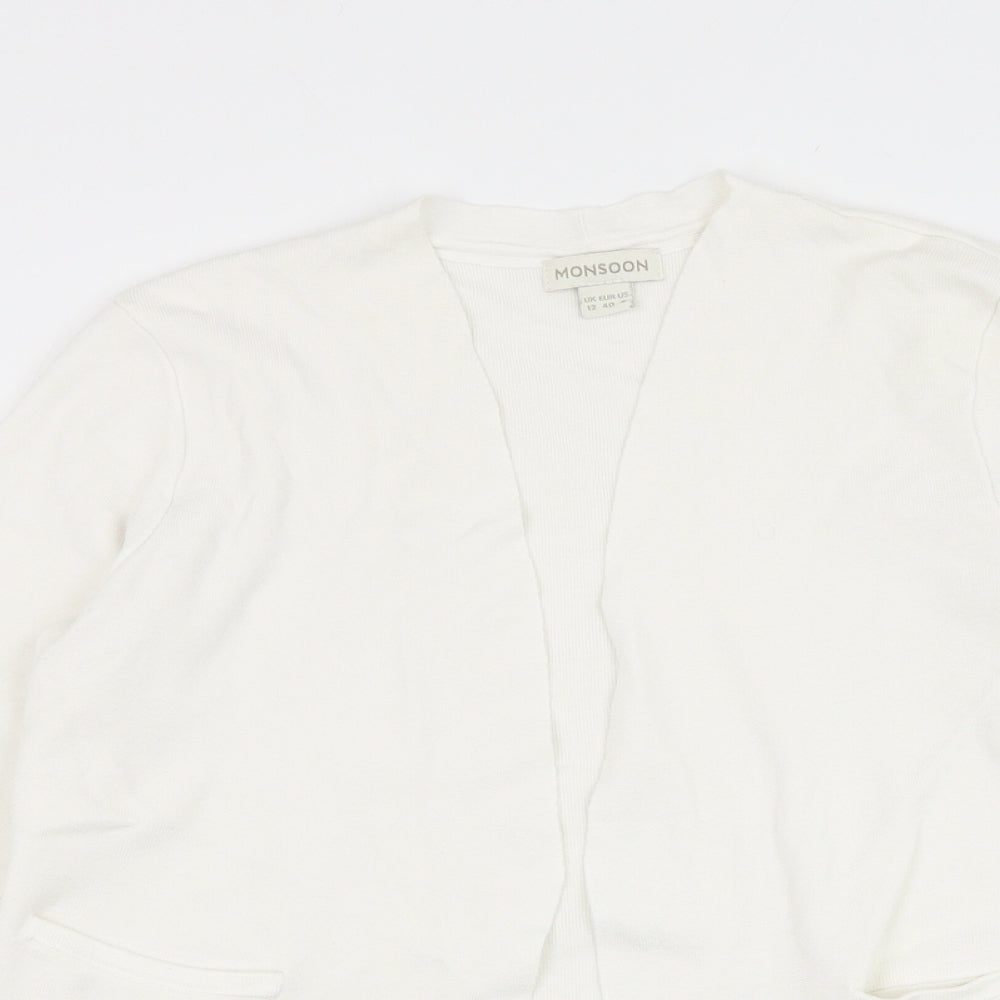 Monsoon Womens White Square Neck Viscose Cape Jumper Size 12