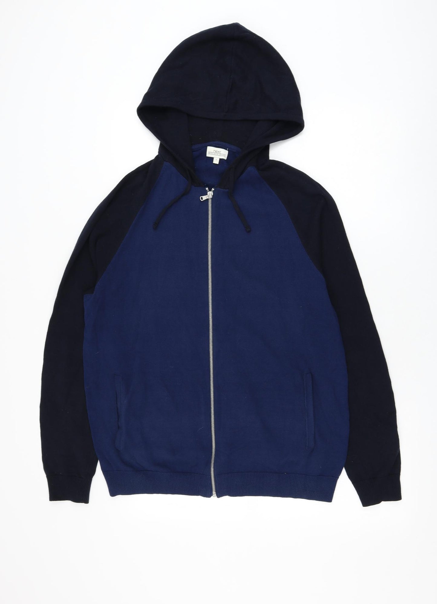NEXT Mens Blue Round Neck Cotton Full Zip Jumper Size L