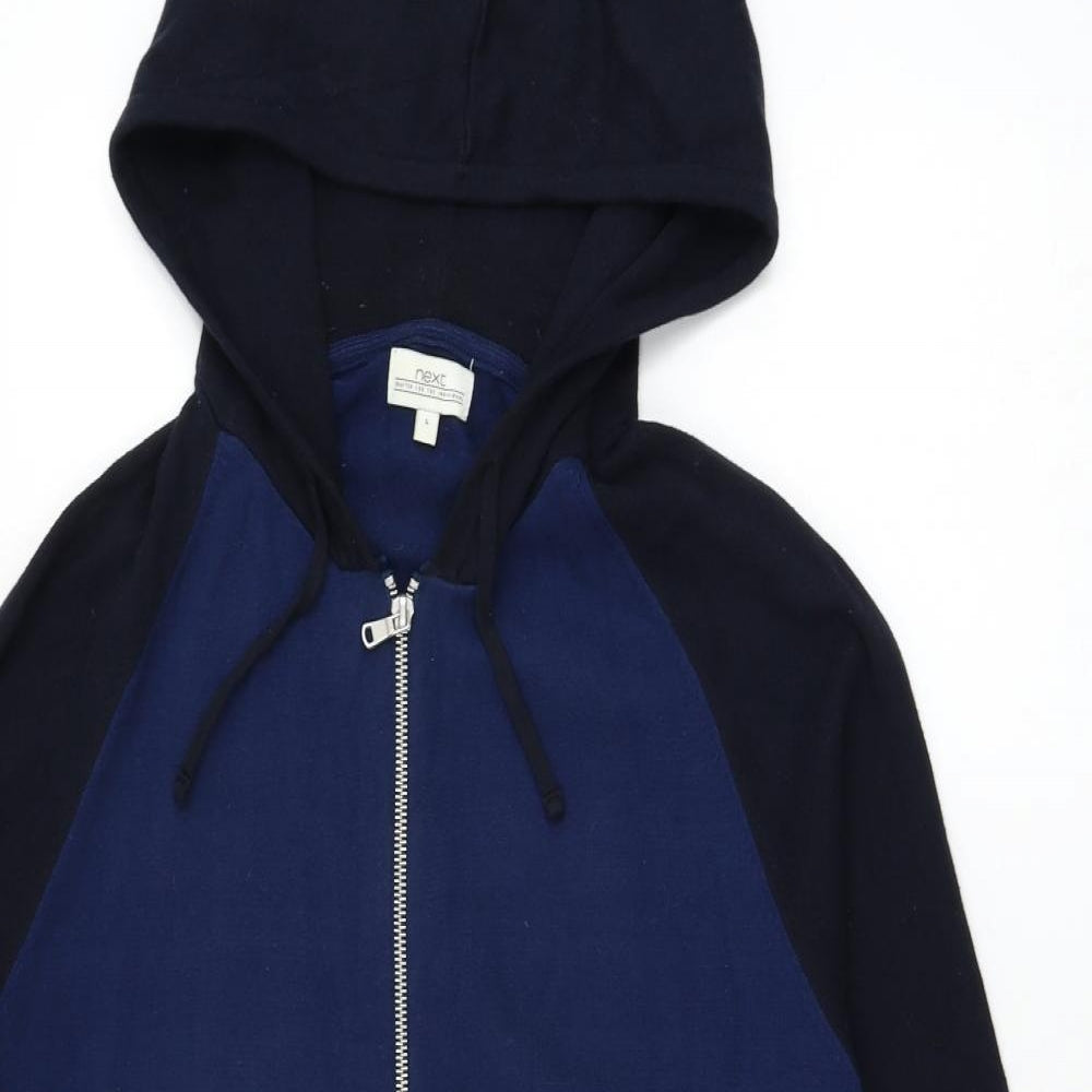 NEXT Mens Blue Round Neck Cotton Full Zip Jumper Size L
