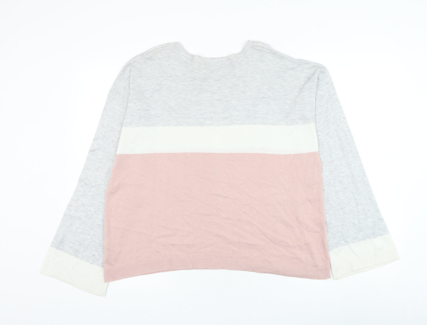 George Womens Grey Round Neck Nylon Pullover Jumper Size 14