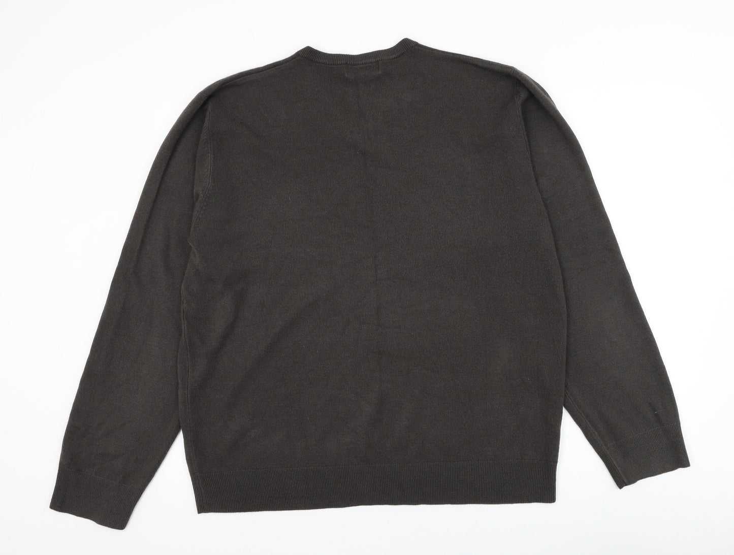 Marks and Spencer Mens Grey V-Neck Acrylic Pullover Jumper Size 2XL