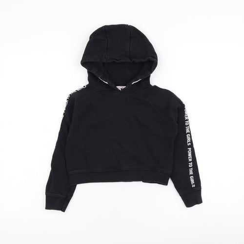 Evie Girls Black Cotton Pullover Hoodie Size 7-8 Years Pullover