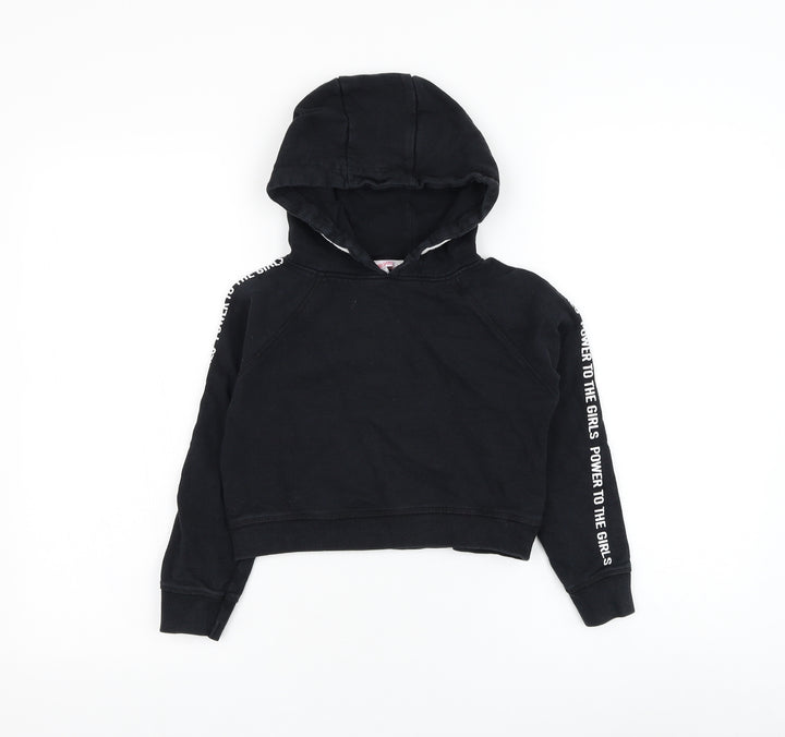Evie Girls Black Cotton Pullover Hoodie Size 7-8 Years Pullover
