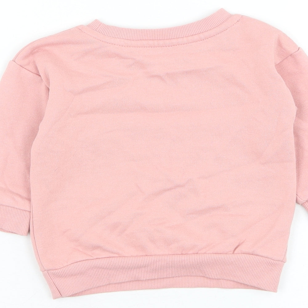 Primark Girls Pink Cotton Pullover Jumper Size 9-12 Months Pullover - Slogan