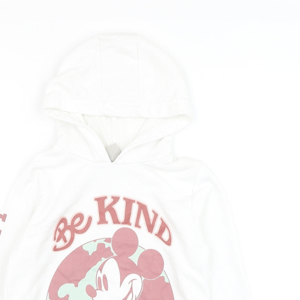 Primark Girls White Cotton Pullover Hoodie Size 8-9 Years Pullover - Mickey Mouse