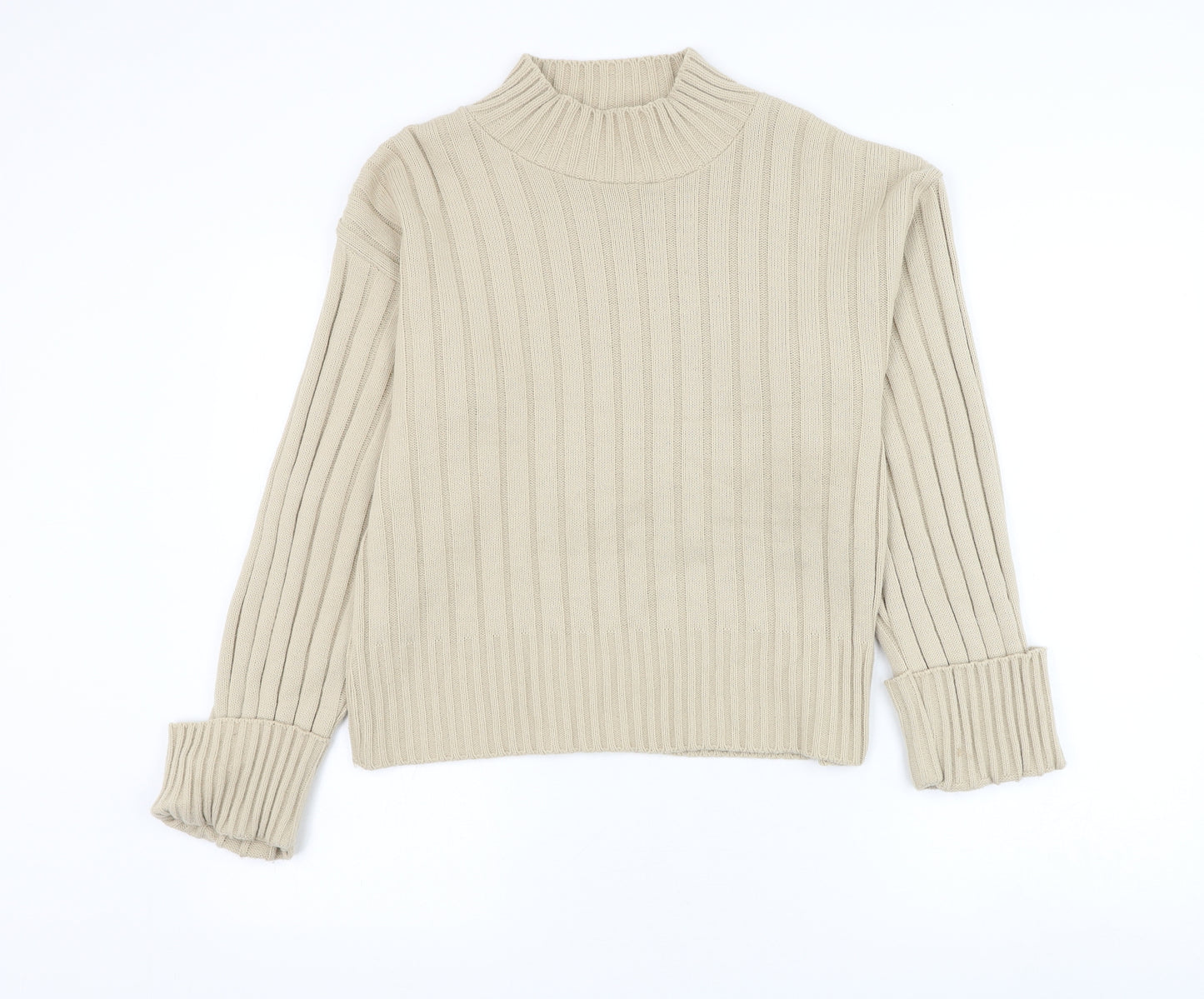 Rebellious Womens Brown High Neck Acrylic Pullover Jumper Size S