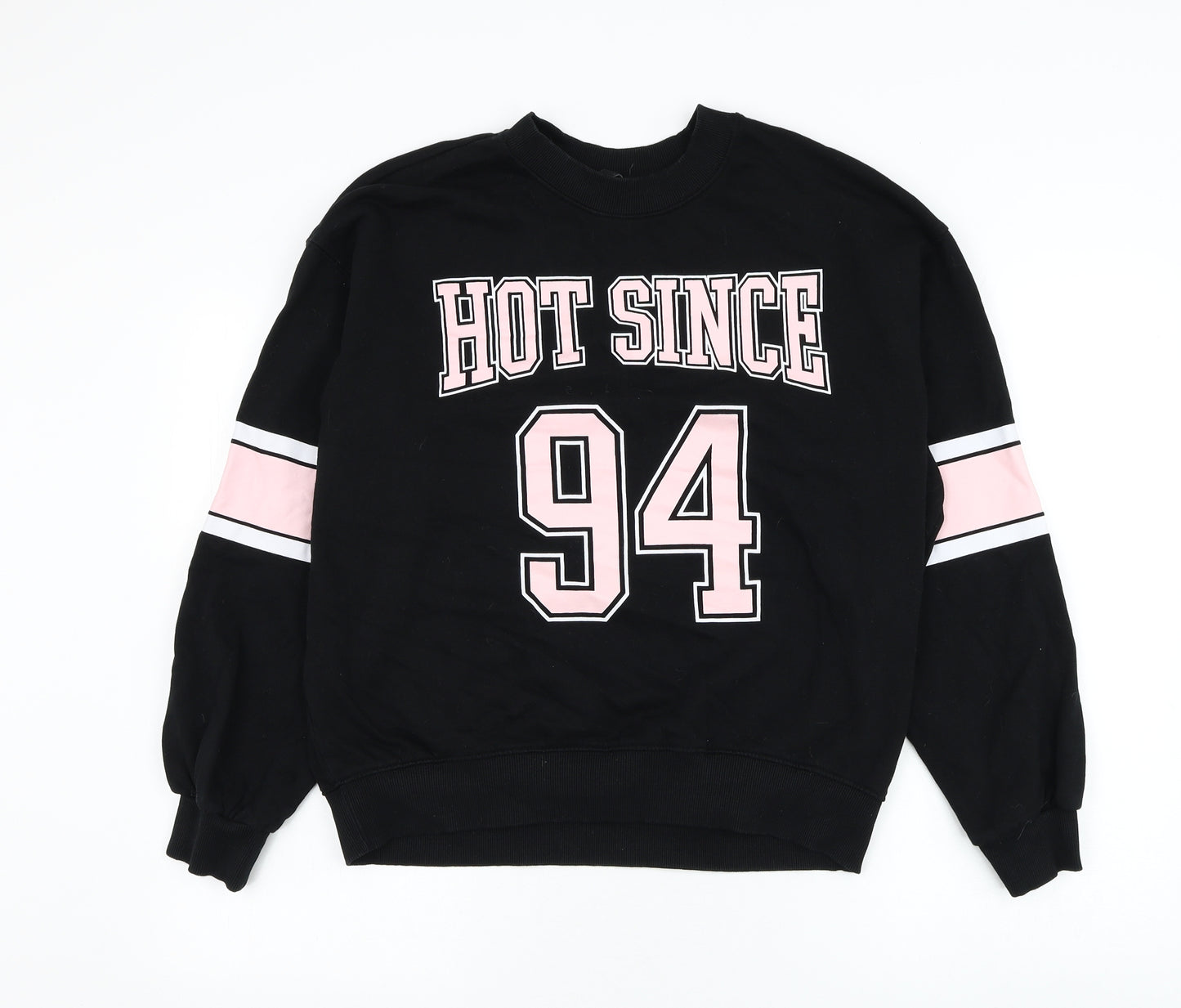 Divided by H&M Womens Black Cotton Pullover Sweatshirt Size M Pullover - Slogan