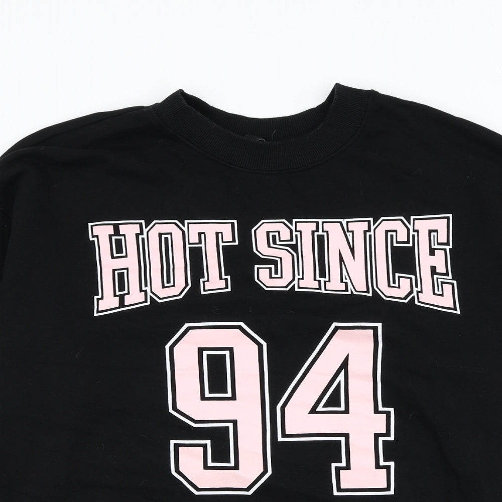 Divided by H&M Womens Black Cotton Pullover Sweatshirt Size M Pullover - Slogan
