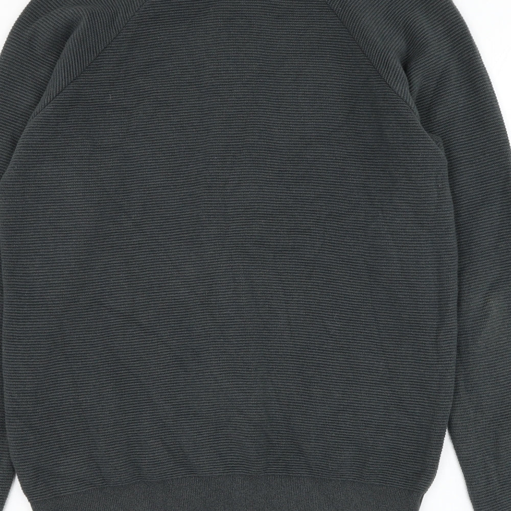 Topman Mens Grey Round Neck Cotton Full Zip Jumper Size M