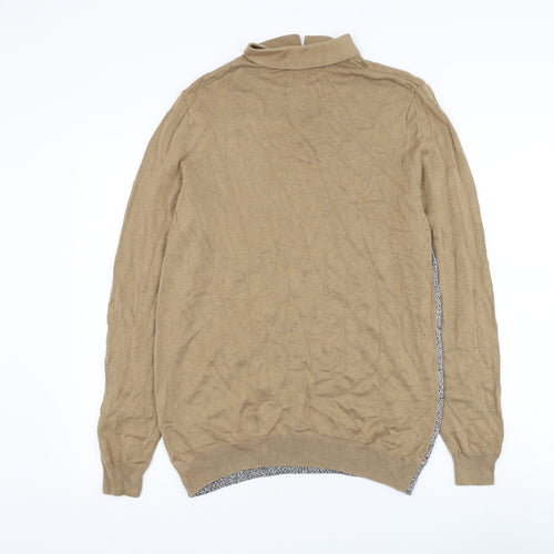 River Island Mens Brown Collared Viscose Pullover Jumper Size M