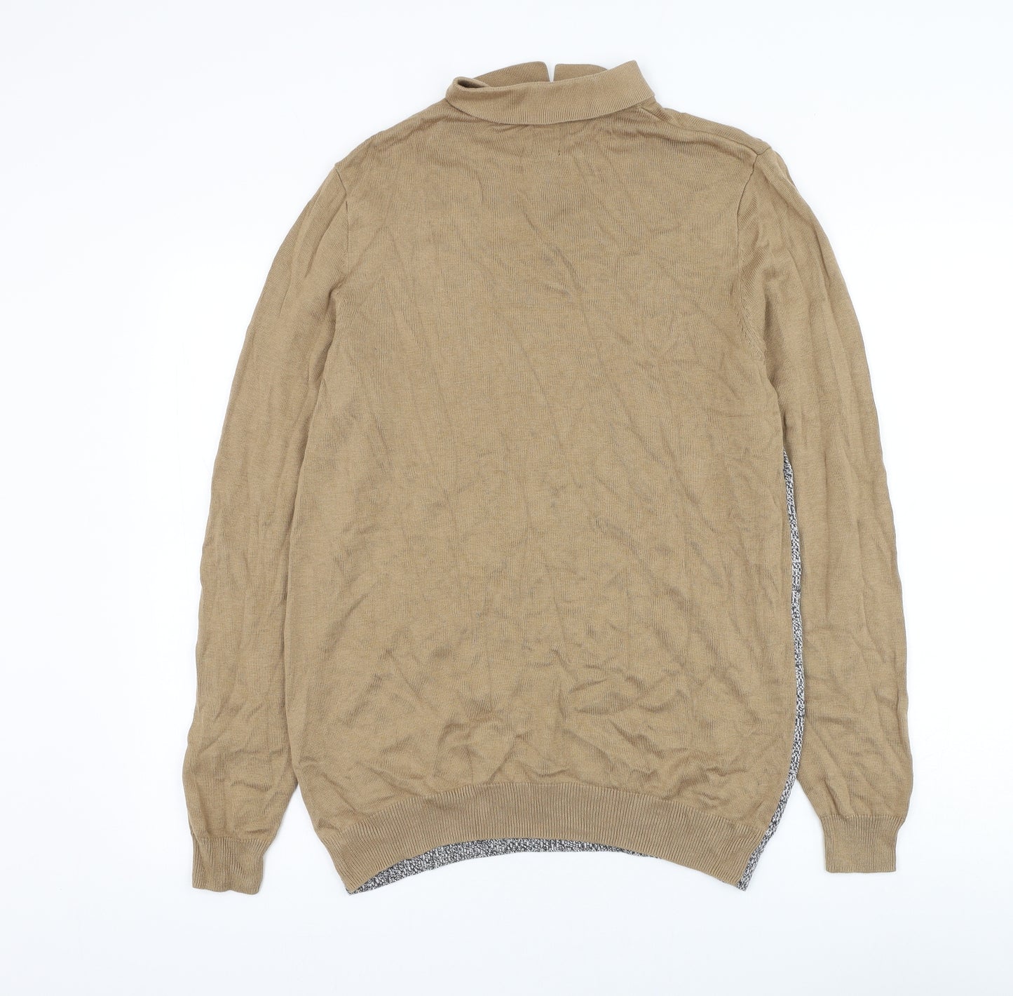 River Island Mens Brown Collared Viscose Pullover Jumper Size M