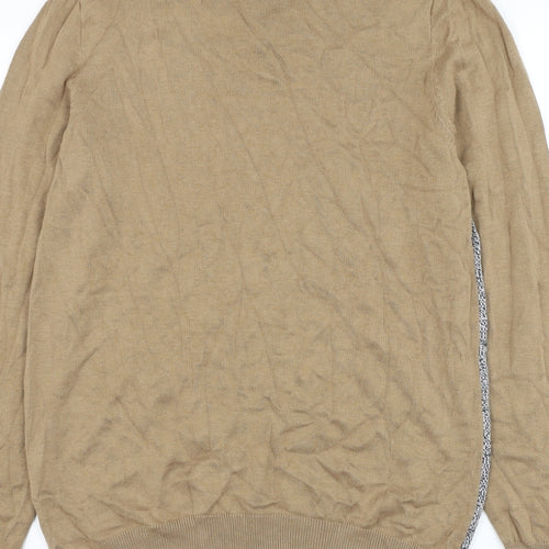River Island Mens Brown Collared Viscose Pullover Jumper Size M