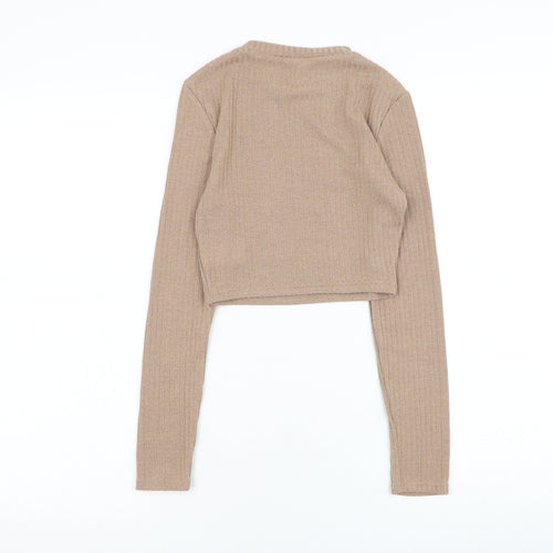 SheIn Girls Brown Mock Neck Polyester Pullover Jumper Size 13-14 Years Pullover