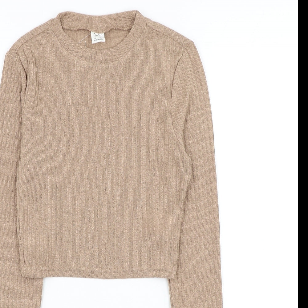 SheIn Girls Brown Mock Neck Polyester Pullover Jumper Size 13-14 Years Pullover