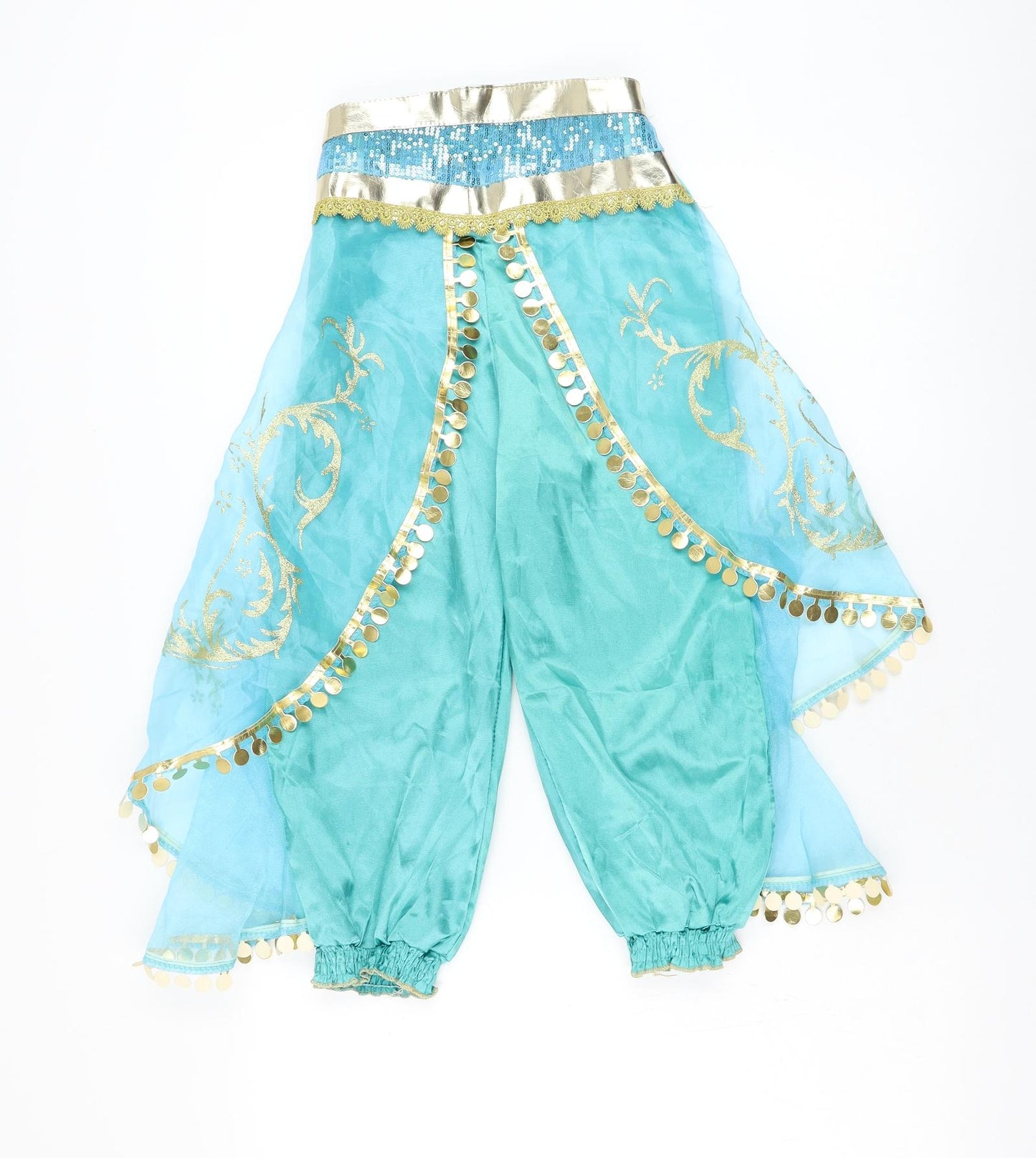 Preworn Girls Blue Polyester Harem Trousers Size 10-11 Years Regular Pullover - Genie, Costume