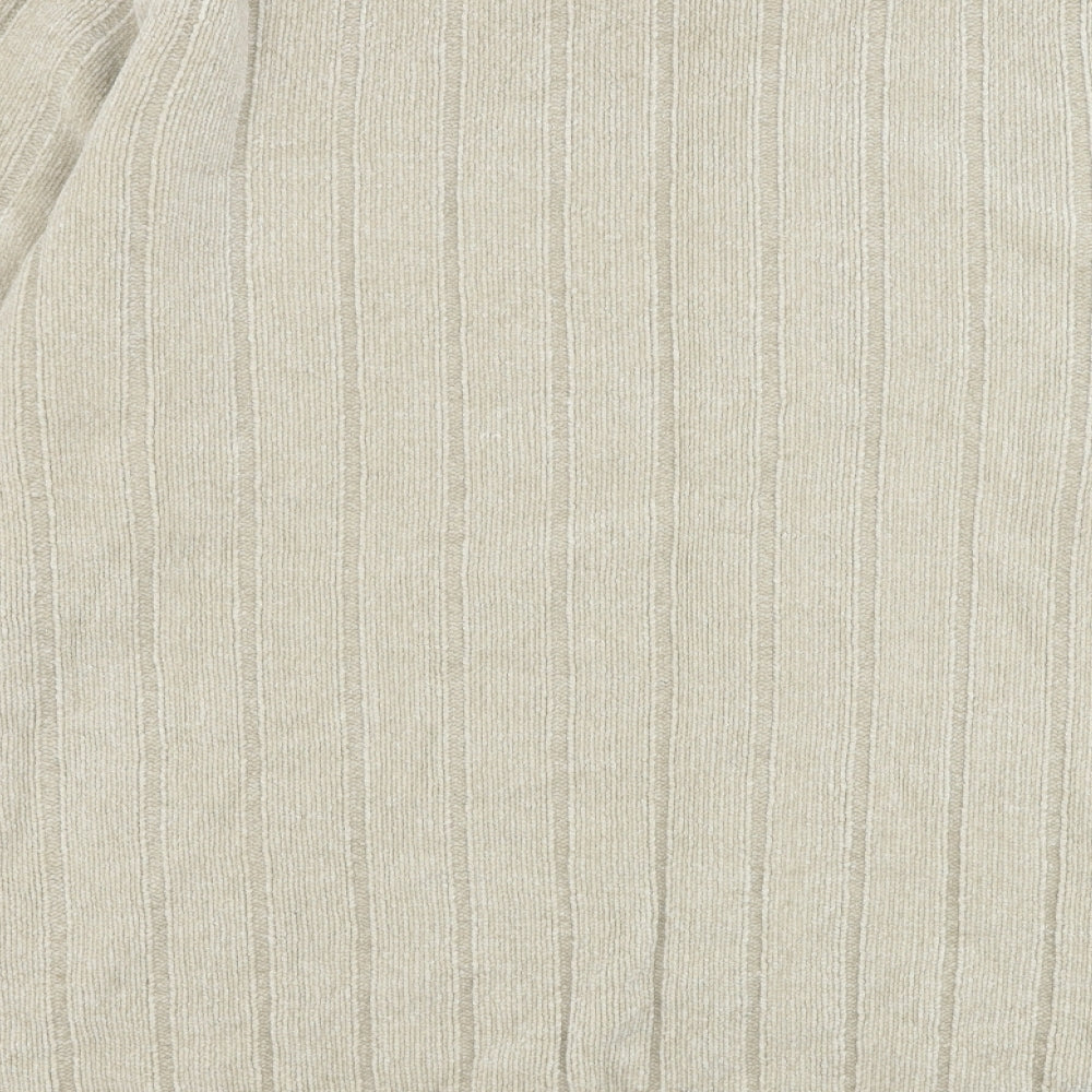 Easy Mens Beige Round Neck Acrylic Pullover Jumper Size L