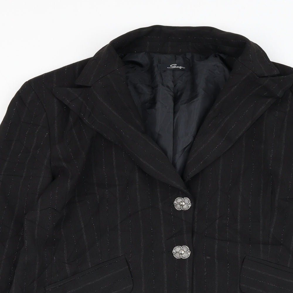 Sogno Womens Black Striped Jacket Blazer Size 20 Button