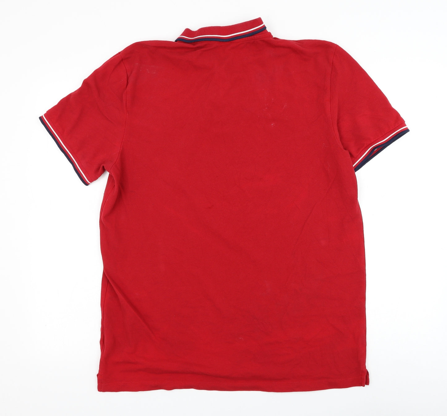 NEXT Mens Red Cotton Polo Size L Collared Pullover