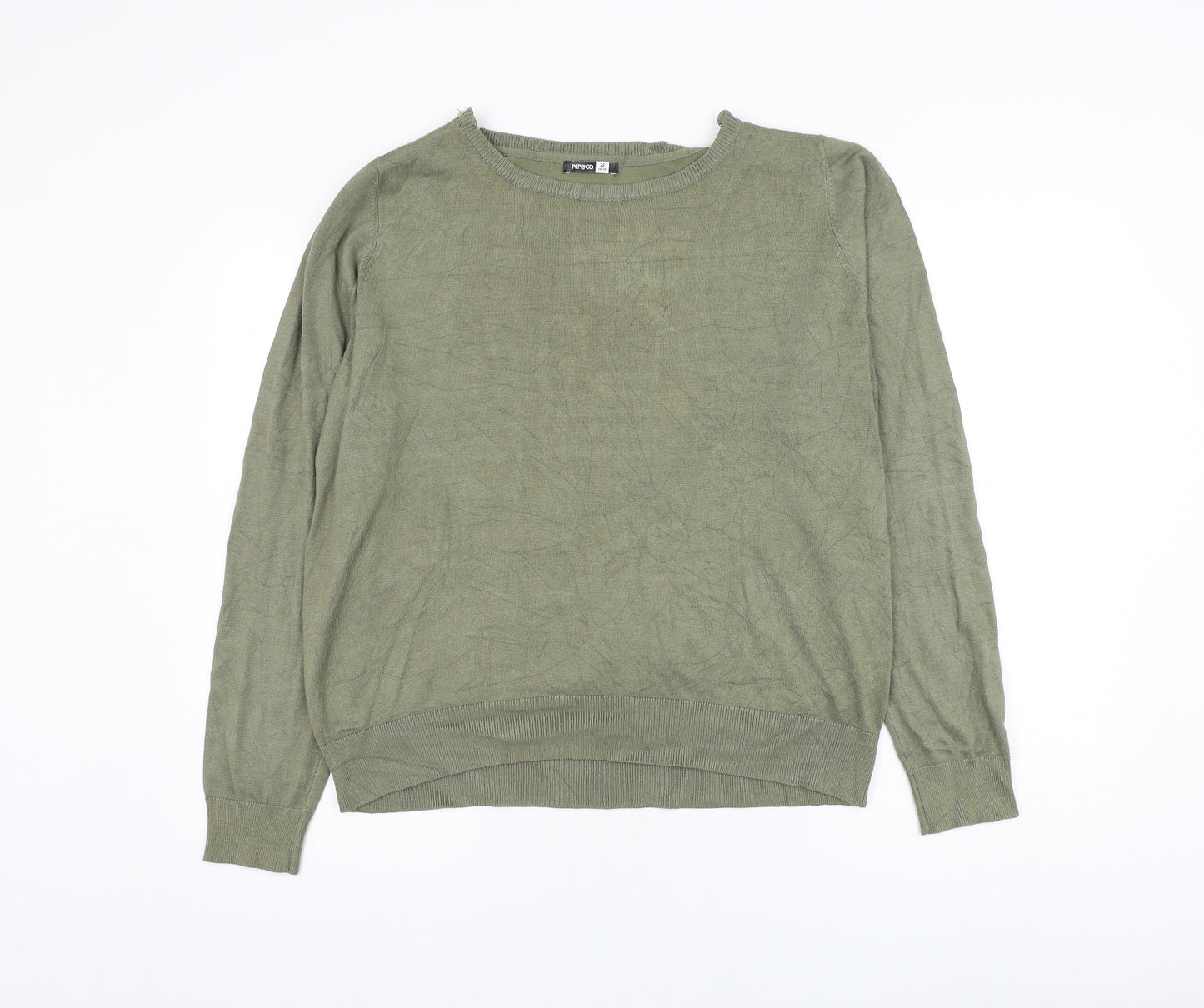 Pep&co Womens Green Round Neck Viscose Pullover Jumper Size 22