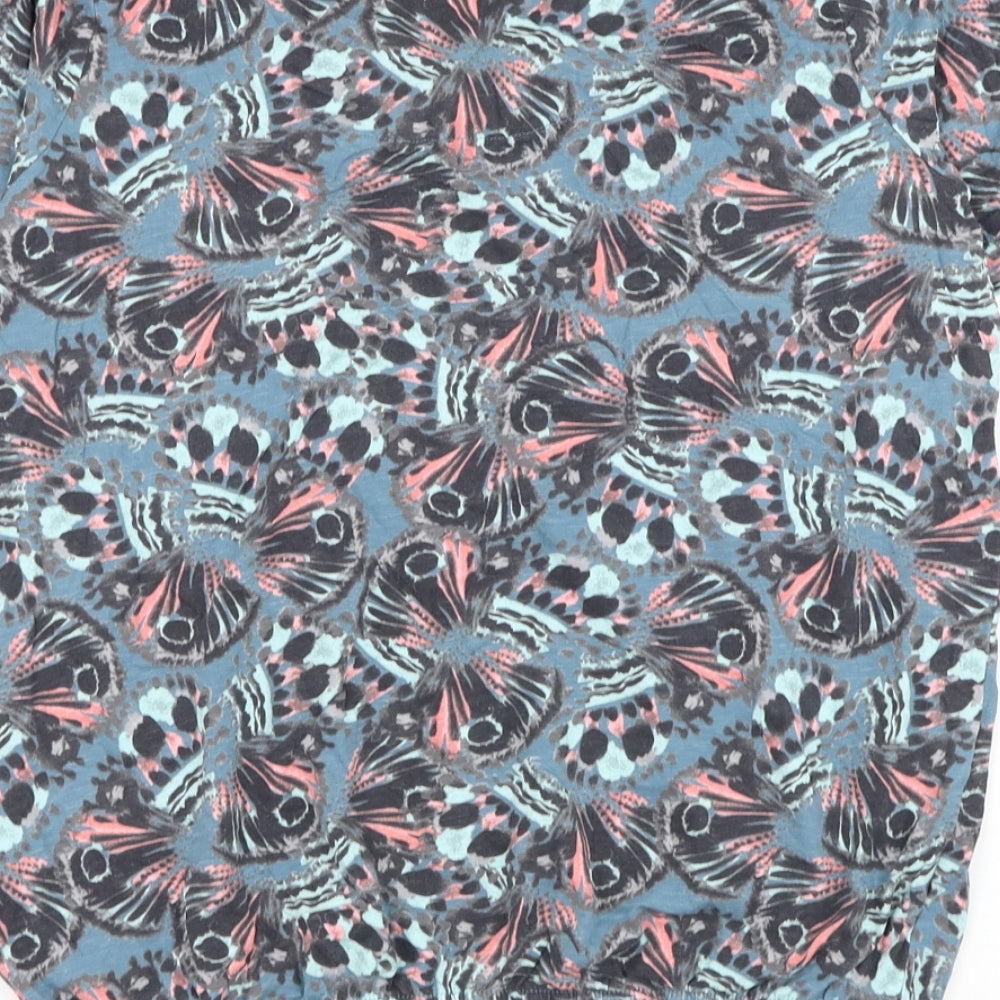 TU Womens Blue Geometric Cotton Basic T-Shirt Size 10 Round Neck