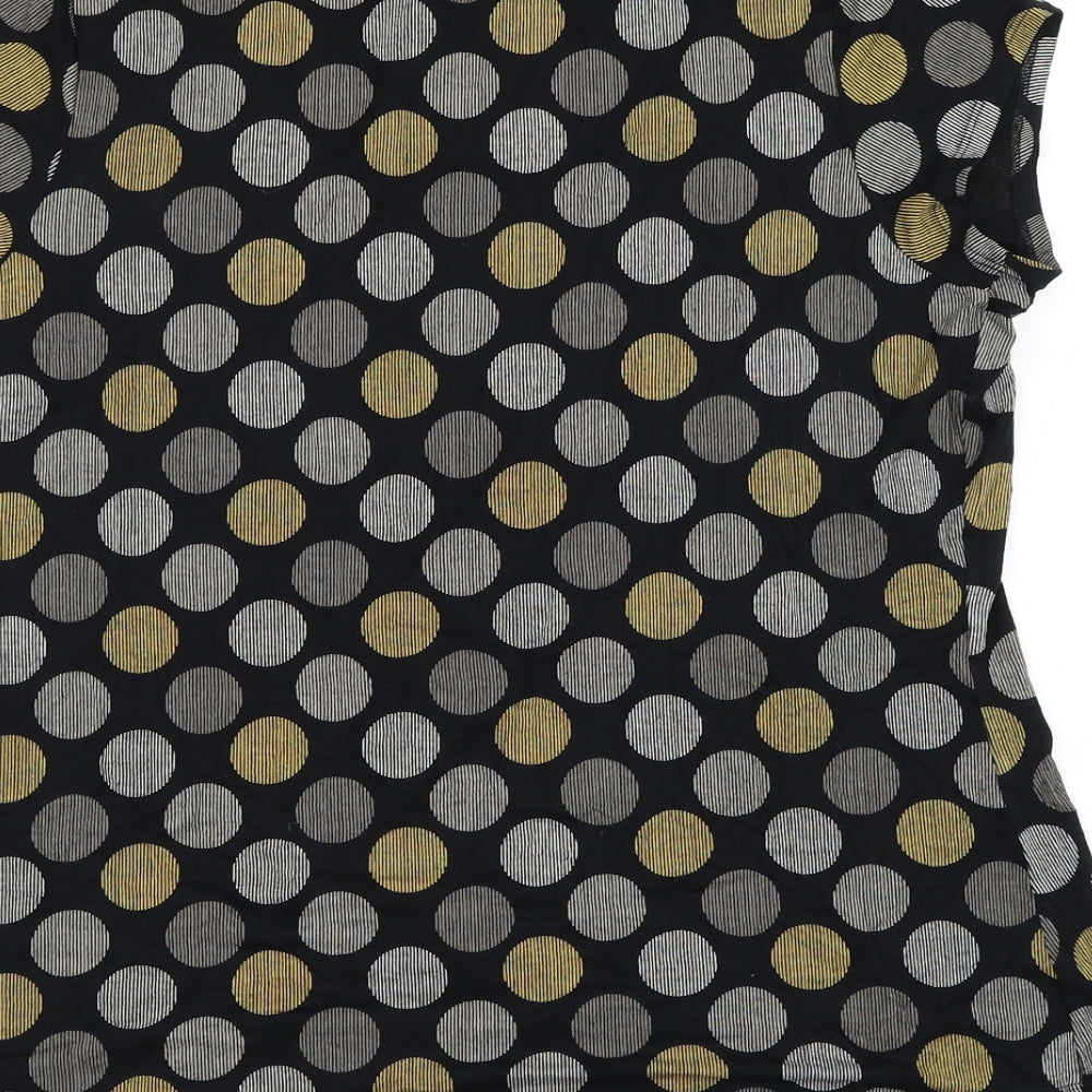 Marks and Spencer Womens Black Polka Dot Viscose Basic Blouse Size 16 Scoop Neck