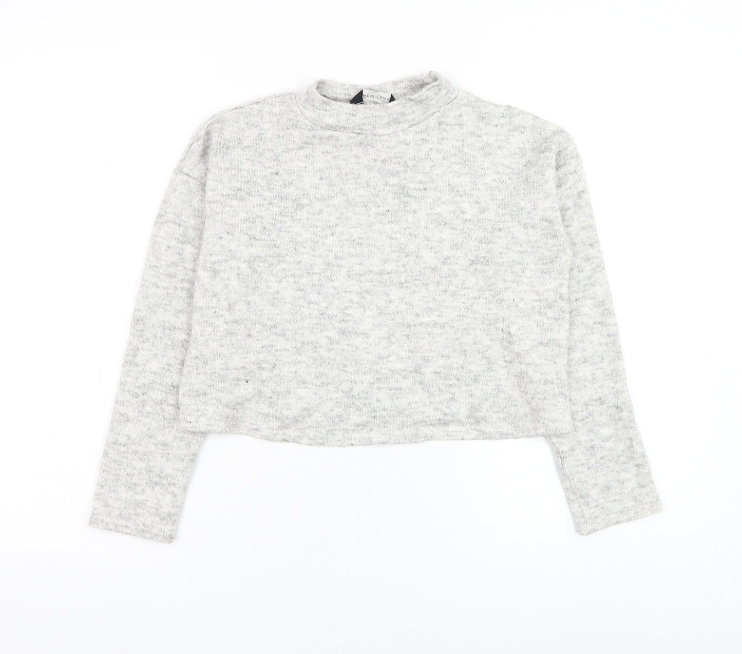 New Look Womens Grey Mock Neck Acrylic Pullover Jumper Size 8