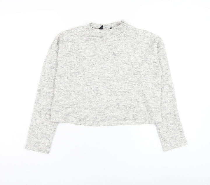 New Look Womens Grey Mock Neck Acrylic Pullover Jumper Size 8