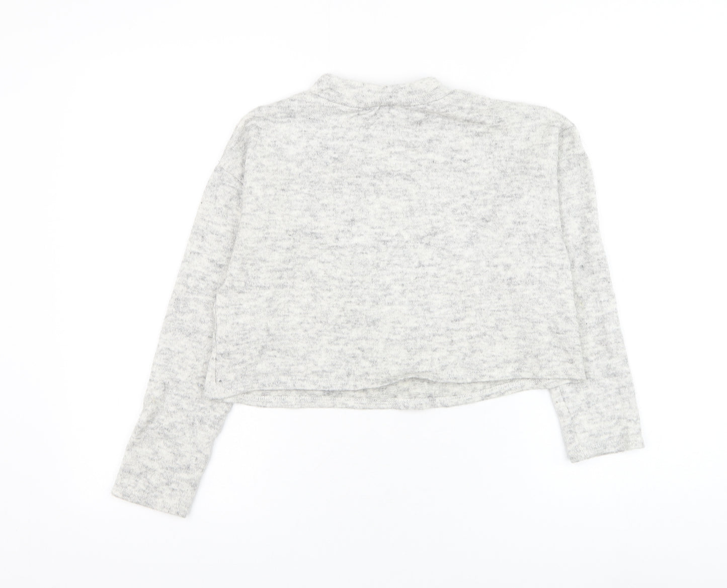 New Look Womens Grey Mock Neck Acrylic Pullover Jumper Size 8