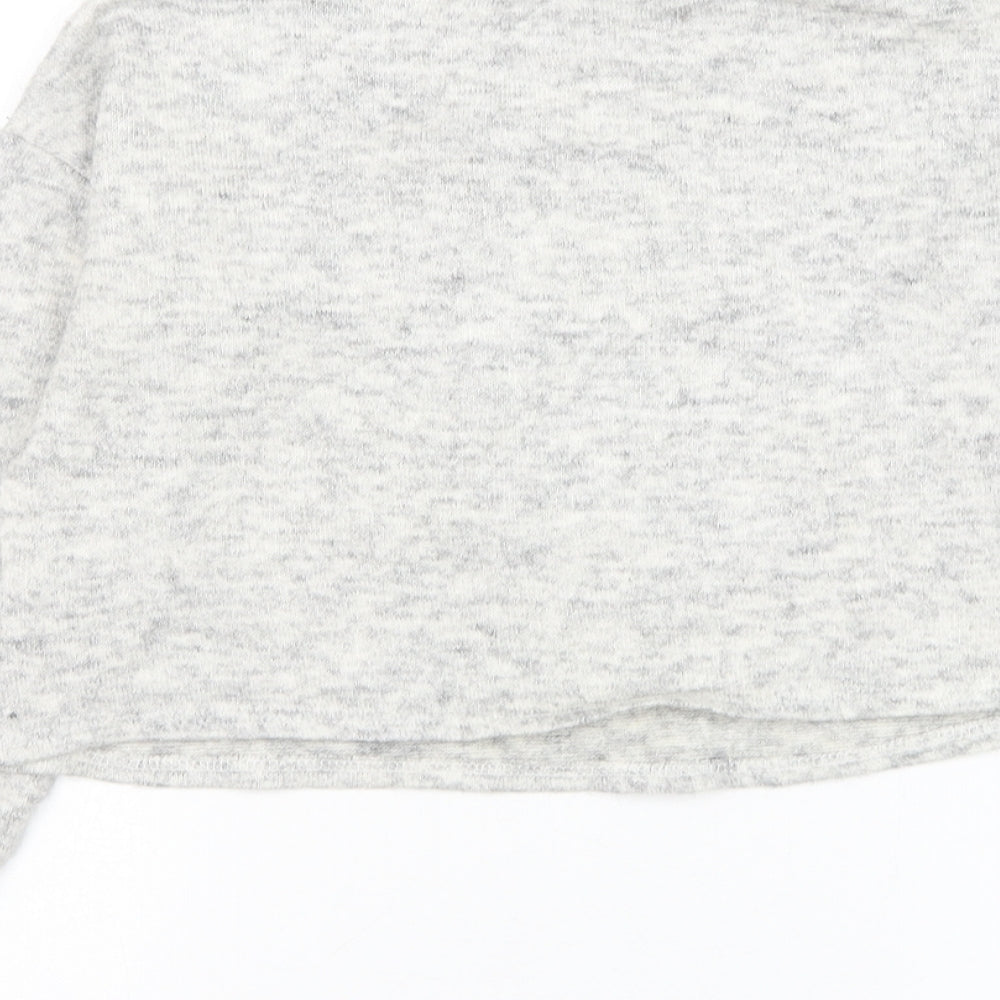 New Look Womens Grey Mock Neck Acrylic Pullover Jumper Size 8