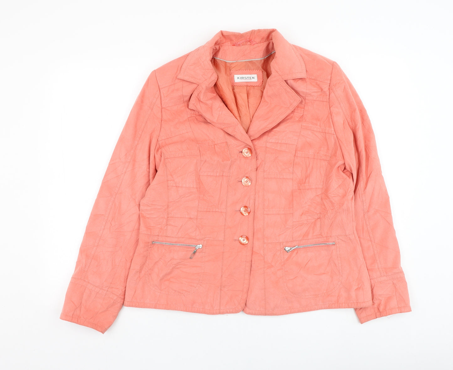 Kirsten Womens Pink Jacket Blazer Size 16 Zip